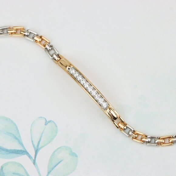 Elegant Rose Gold and Silver Bracelet with Sparkling CZ Accents, XPBL0691 - Picture 4 of 12